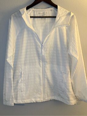 Tommy Bahama Lightweight White Hooded Zip Jacket - Size Medium